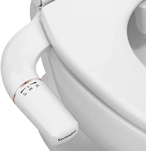 SAMODRA Ultra-Slim Hygienic Bidets Attachment for Existing Toilets - Adjustable Fresh Water Pressure Self Cleaning Nozzle Easy to Install, Rose Gold - ModernBath