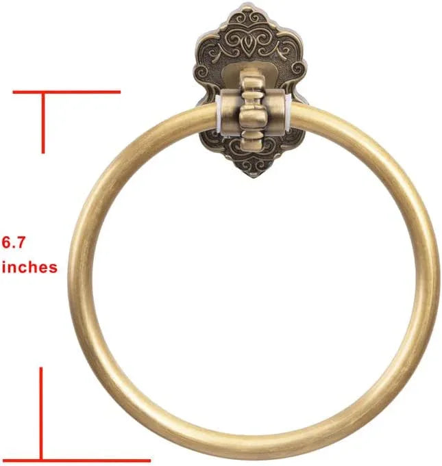 SDH Bathroom Towel Ring - Vintage Style Antique Brass Towel Hanger - Wall Mount Kitchen & Bathroom Hand Towel Holder - Pack of 1 Heavy Duty Decorative Aluminum Hanging Ring for Bathroom Towel Storage - ModernBath