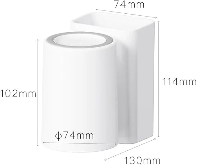FLAUVEL Wall-Mounted Toothbrush and Toothpaste Holder - Self-Draining Design, Easy Installation, Space-Saving, White (Single - One Normal Cup) - ModernBath