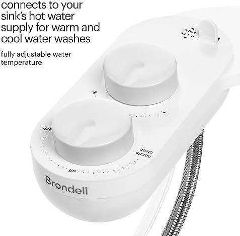 Brondell Fresh Spa Adjustable, Bidet Attachment FSA-25 for Toilet Seats with Adjustable Single Nozzle, Side Arm Control, Thin Profile, White (Dual Temperature) - ModernBath