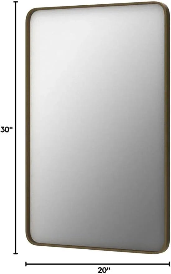 JISOSO Bronze Bathroom Mirror 20x30 Inch, Brushed Bronze Metal Frame Mirror for Wall, Rounded Rectangle Bathroom Vanity Mirror with Tempered Glass, Anti-Rust, Horizontal/Vertical - ModernBath