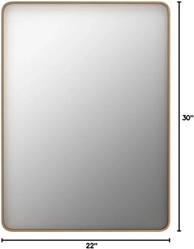 LOAAO 22”X30” Gold Bathroom Mirror, Rounded Rectangle Gold Frame Mirror, Brushed Gold Bathroom Vanity Mirror Wall-Mounted, Anti-Rust, Hangs Horizontally or Vertically - ModernBath