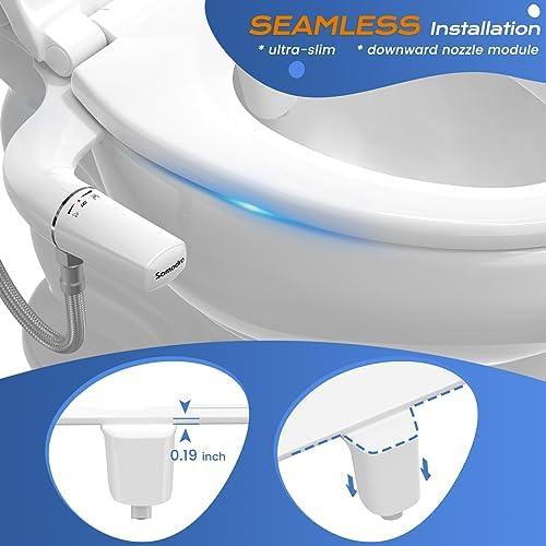 SAMODRA Ultra-Slim Hygienic Bidets Attachment for Existing Toilets - Adjustable Fresh Water Pressure Self Cleaning Nozzle Easy to Install, Rose Gold - ModernBath