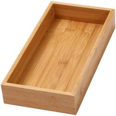 YBM Home Bamboo Drawer Organizer Storage Box for Kitchen Drawer, Junk Drawer, Office, Bedroom, Children Room, Craft, Sewing, and Bathroom, 6x12x2 inch - ModernBath