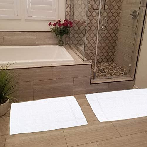 GOLD TEXTILES Cotton Blend Economy White Hotel Bath Mat Towel (18x25 Inches) Light Weight Quick Drying & Machine Washable (48 Pack) - ModernBath