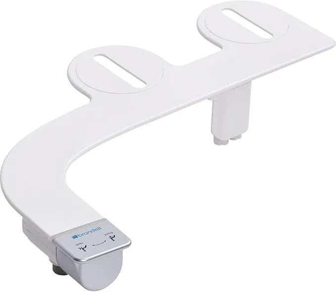 Brondell Bidet Attachment for Toilet SS-250 SimpleSpa Fresh Water Spray with Adjustable Water Pressure Side Arm Control, Slim Bidet Sprayer, Silver Knob (Dual Nozzle) - ModernBath