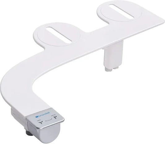 Brondell Bidet Attachment for Toilet SS-250 SimpleSpa Fresh Water Spray with Adjustable Water Pressure Side Arm Control, Slim Bidet Sprayer, Silver Knob (Dual Nozzle) - ModernBath