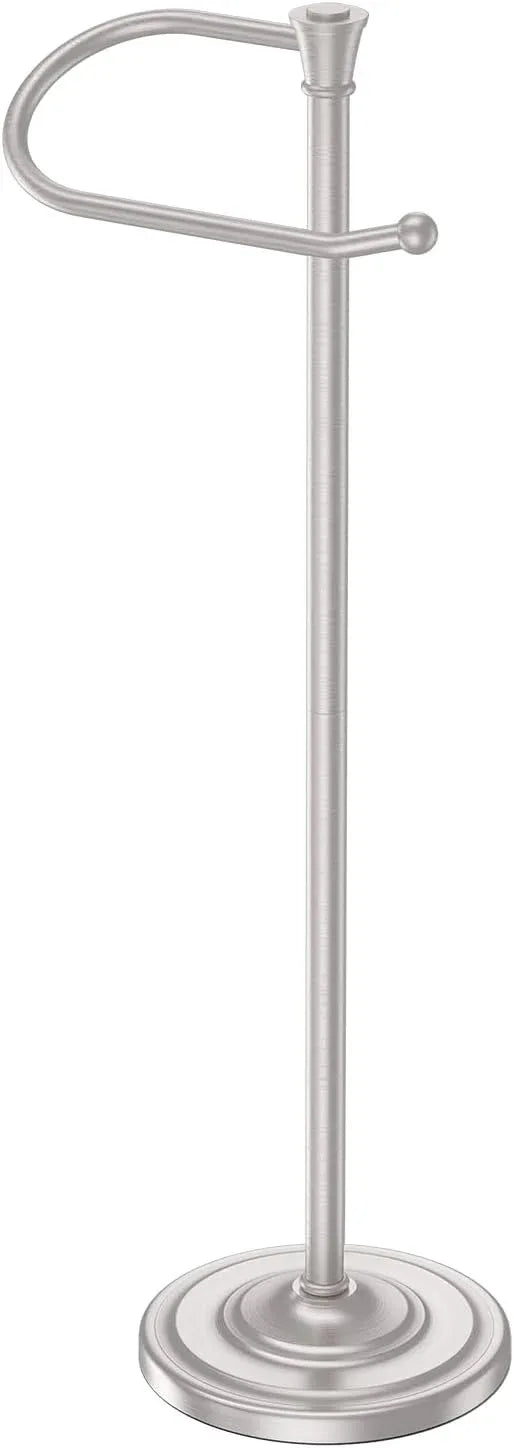 Toilet Paper Holder Free Standing, 25” H Stainless Steel Nickel Toilet Paper Stand, Weighted Base Floor Tissue Roll Holder for Bathroom,Toilet Roll Stand - ModernBath