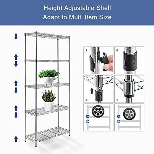 5 Tier Wire Shelving Unit with NSF Certified, Adjustable Wire Shelves with 750 LBS Capacity, Metal Storage Rack for Laundry, Kitchen, Bathroom, Pantry, Closet (13.78" D x 23.62" W x 59.06" H, Chrome) - ModernBath