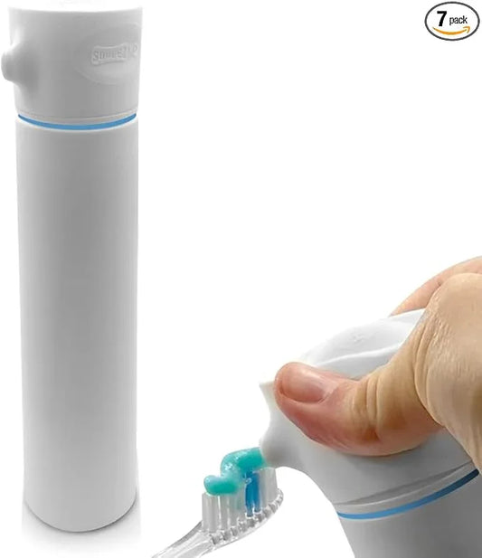 SqueezMe EasyPump Toothpaste Dispenser System - No-Mess Toothpaste Dispenser for Kids, Adults, Families - Hygienic Design & Easy One-Hand Use - Organizers & Accessories for Bathroom - Universal Fit - ModernBath