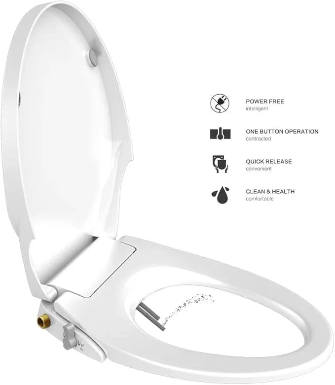 Toilet Seat Bidet Seat with Self Cleaning Dual Nozzles Non electric Separated Rear & Feminine Cleaning Natural Water Spray, soft close toilet seat,Easy DIY Installation - ModernBath