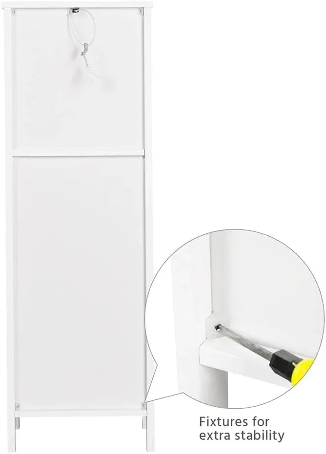 Yaheetech Bathroom Floor Cabinet, Wooden Storage Cabinet with 2 Drawers, Multifunctional Side Organizer Rack Stand Table, White - ModernBath