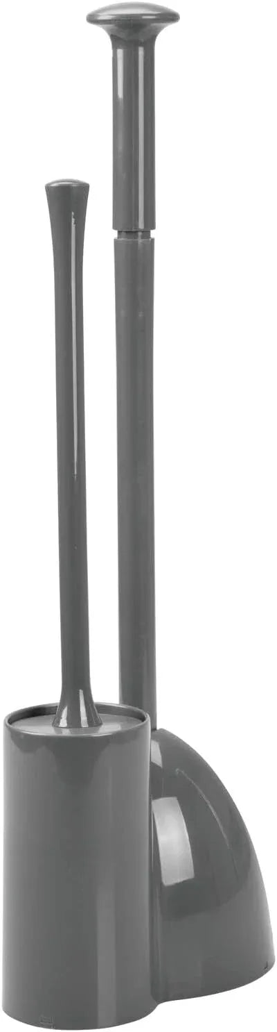 mDesign Hidden Plunger and Brush Set for Toilet Bowl - Combo with Holder Caddy - Modern Toilet Brush and Plunger Set - Aura Collection - Charcoal Gray - ModernBath