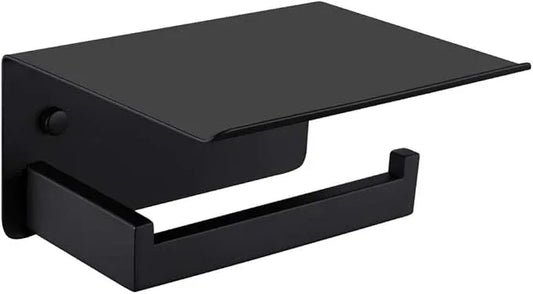 APLusee Toilet Paper Holder with Shelf Matte Black, 304 Stainless Steel Tissue Holder, Wall Mounted - ModernBath