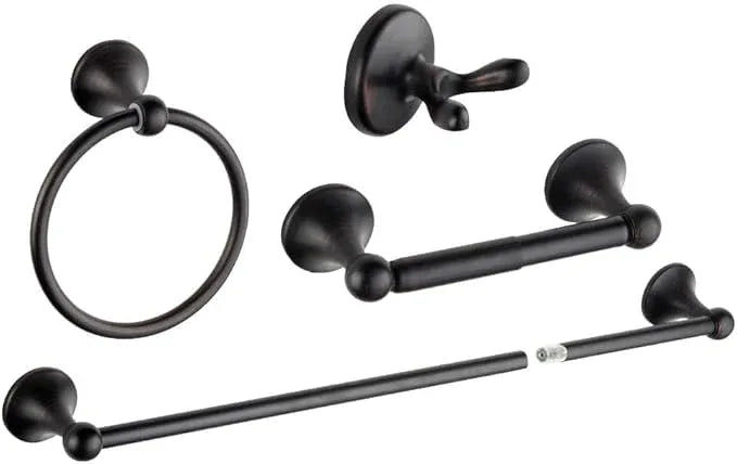 8 Piece Bathroom Accessory Set(Adjustable Towel Bar, Towel Ring, Toilet Paper Holder,Towel Robe Hook), Wall Mounted Bathroom Hardware Accessories Set,Oil Rubbed Bronze - ModernBath