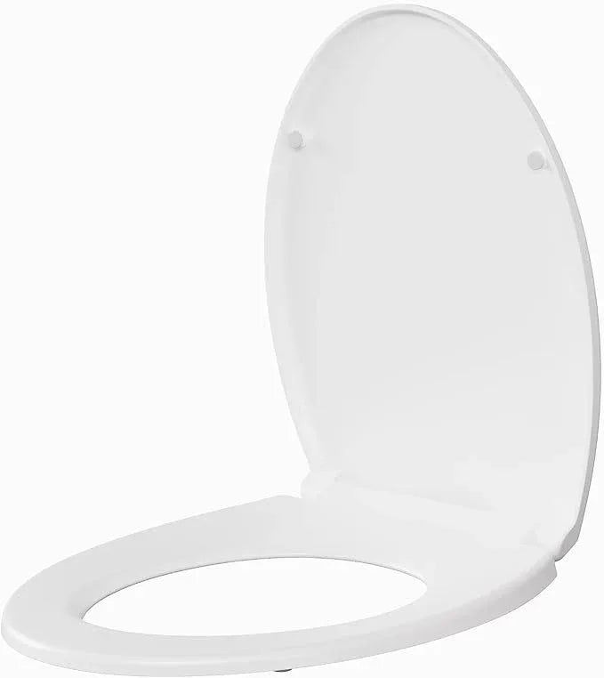 Soft Close Elongated Toilet Seat – Locking Hinges, Flat Lid, Quick-Release, Easy to Clean, Durable, Stable – Ideal for Bathroom, Family, Apartment, Hotel Global Fit– White, Elongated, Regular - ModernBath
