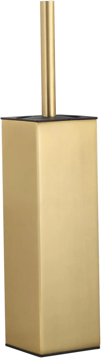 BGL Standing Toilet Brush and Holder Brushed Gold Aluminium Toilet Bowl Cleaner Brush and Holder for Bathroom Storage and Organization, Square Design Sturdy and Space Saving - ModernBath