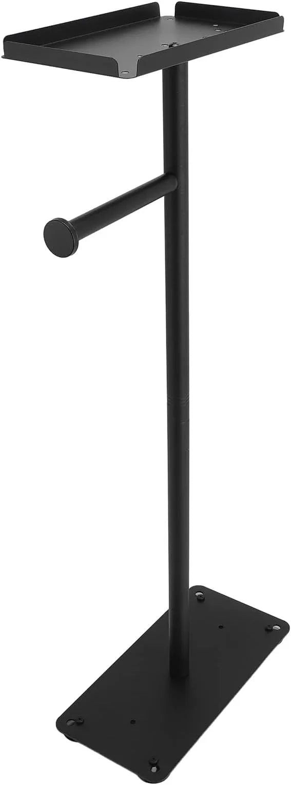 Stainless Steel Black Standing Toilet Paper Holder Stand - Bathroom Tissue Roll Holder with Potted Plants Stand Design - ModernBath