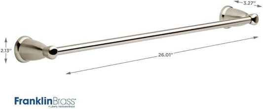 Franklin Brass Kinla 3-Piece Bathroom Set Satin Nickel 24" Towel Bar Rack, Toilet Paper Holder, Ring 3-Piece Hardware KIN3PC-SN - ModernBath