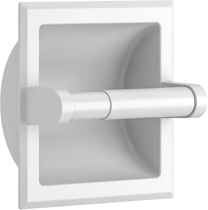 FORIOUS Recessed Toilet Paper Holder, Stainless Steel Durable Tissue Roll Holder Wall Mount for Bathroom Space Saving Design with Mounting Bracket, in Wall Toilet Paper Dispenser Insert, White - ModernBath