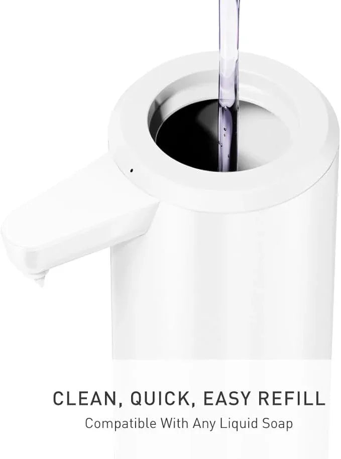 simplehuman 9 oz. Touch-Free Automatic Rechargeable Sensor Pump, White Stainless Steel, New - ModernBath