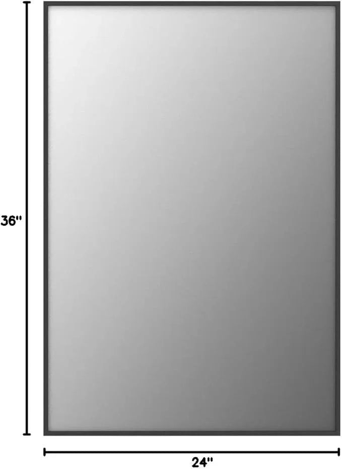 LEDLUX 24x36 Inch Black Bathroom Mirror, Copper-Free Mirror, Aluminum Alloy Frame Vanity Mirror, Rectangle Wall Mounted Mirror, Modern Mirror for Bedroom/Living Room/Porch Horizontal or Vertical - ModernBath