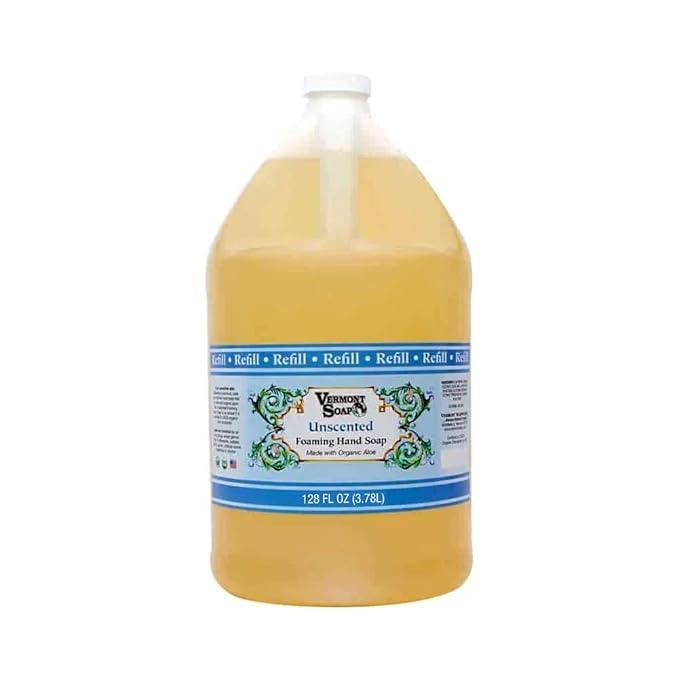 VERMONT SOAP Organics Foaming Hand Soap, Liquid Soap with Pre-diluted Formula - Ready to Use Simply Unscented Hand Soap With Convenient and Economical Gallon Refill Size - ModernBath