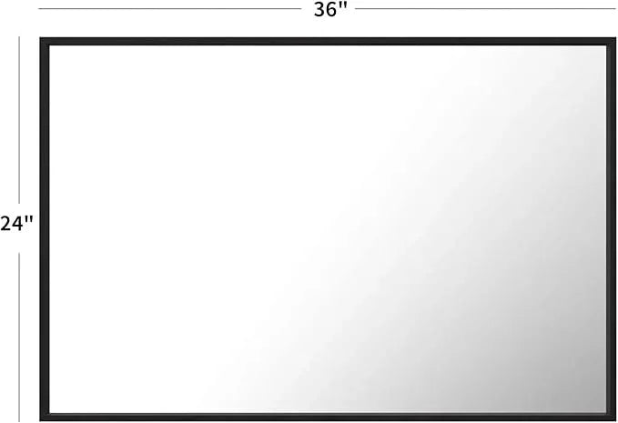 LOAAO 24"X36" Black Rectangle Bathroom Mirror Wall, Matte Black Aluminum Alloy Frame, Hangs Vertically or Horizontally, Easy to Install - ModernBath