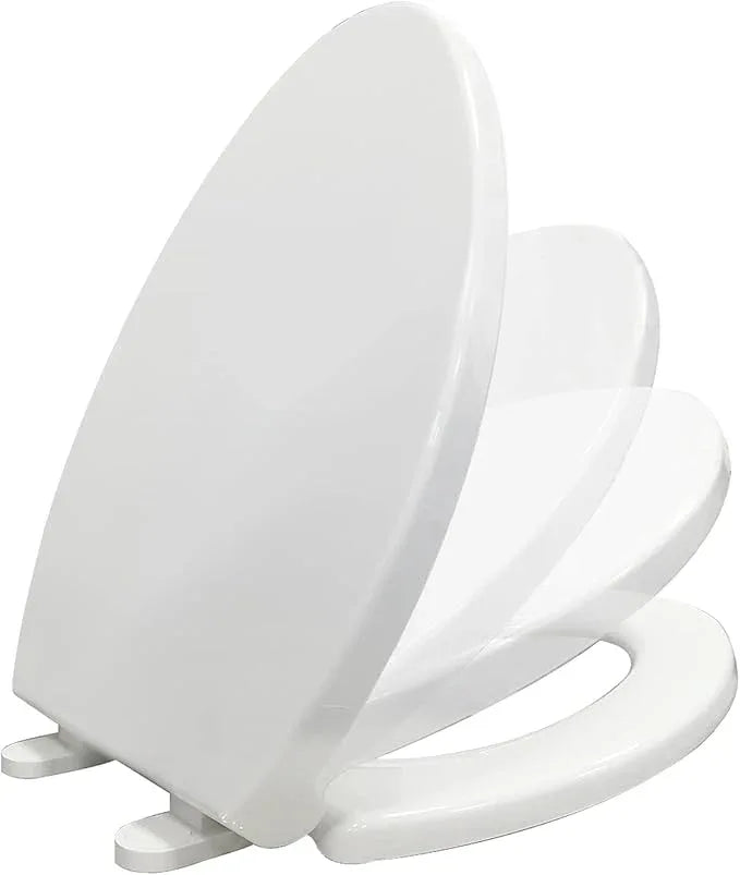 CYRRET Elongated Toilet Seat Slow Close, Easy to Install and Clean, Durable Plastic, White, Replacement Toilet Seats, Fits Standard Elongated, Obling or Oval Toilets - ModernBath