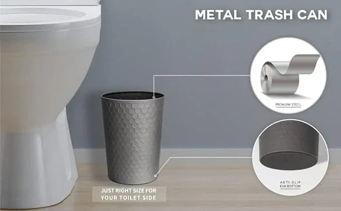 zccz Bathroom Accessory Set, 6 Piece Grey Bathroom Accessories Set with Trash Can, Toothbrush Holder, Toothbrush Cup, Soap Dispenser, Soap Dish, Toilet Brush with Holder, Trash Can, Light Gray - ModernBath