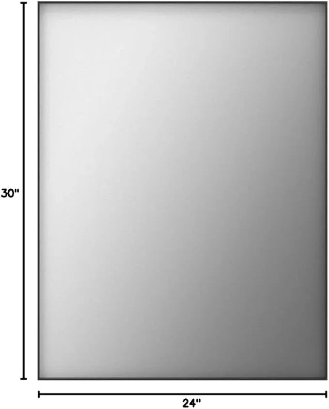 Bonverre 24x30 Inch Black Bathroom Mirror for Wall, Aluminum Frame Rectangle Rectangular Vanity Mirror, Modern Large for Bedroom, Living Room, Horizontal or Vertical - ModernBath