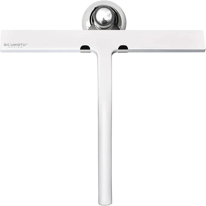 Shower Squeegee for Glass Doors 10 Inch, RICHMIRTH All Purpose Squeegee Cleaning Tool for Window Glass Mirror Bathroom Tile with Suction Cup Hooks - White - ModernBath