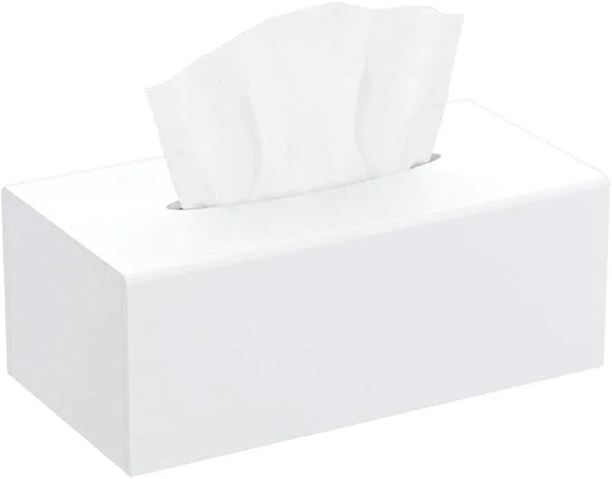 HIIMIEI Tissue Box Cover, Acrylic Tissue Holder Napkin Dispenser for Home Office Restaurant Desk Decor, White Rectangular 9.8x5.1x4.5'' - ModernBath