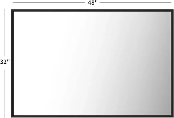 LOAAO 48"X32" Black Rectangle Bathroom Mirror Wall, Matte Black Aluminum Alloy Frame, Tempered Glass, Hangs Vertically or Horizontally, Easy to Install - ModernBath