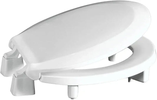 Centoco 3 inch Raised Toilet Seat for Seniors, Round, Closed Front With Cover, Plastic, Made in the USA, 3L440STS-001, White - ModernBath