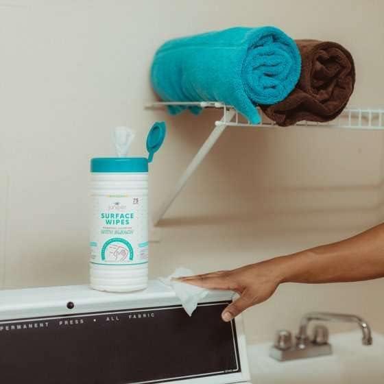 Juniper CLEAN 6 Pack Surface Cleaning Wipes with Bleach, All-Purpose Cleaner for Bathroom, Kitchen, Office, 450 Count Canister, Fresh Scent, 7.5" x 7" Sheet, Lint Free & Durable - ModernBath