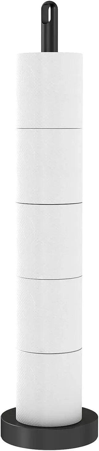 Toilet Paper Holder Stand, Free Standing Tissue Paper Roll Storage Holder with Reserve for Bathroom Countertop with Stainless Steel Heavy Weighted, 1Pack Matte Black - ModernBath