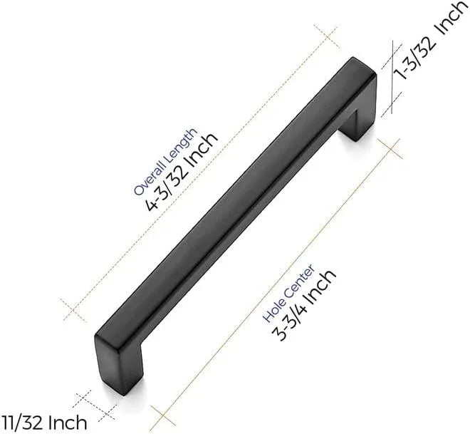 Ravinte 45 Pack Slim Square Bar Drawer Handles - 3-3/4 Inch Center to Center - Matte Black Cabinet Pulls - ModernBath