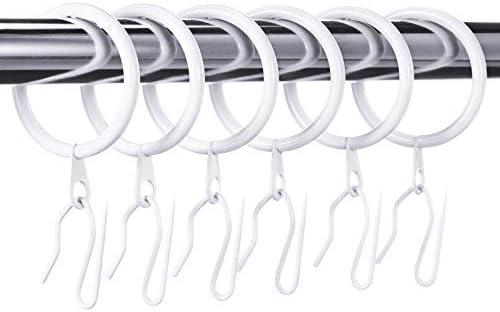 Hotop 30 Pcs Metal Drapery Curtain Rings 0.98/1.26/1.65 inch Interior Diameter and 30 Pcs Hanging Curtain Drapery Pin Hooks for Window Door Shower(32 mm,White) - ModernBath
