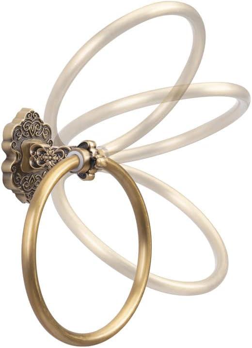 SDH Bathroom Towel Ring - Vintage Style Antique Brass Towel Hanger - Wall Mount Kitchen & Bathroom Hand Towel Holder - Pack of 1 Heavy Duty Decorative Aluminum Hanging Ring for Bathroom Towel Storage - ModernBath