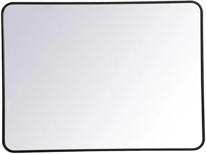 ARS Concepts Aura, Soft Corner Metal Rectangular Mirror 30X40 Inch in, Modern, Black - ModernBath