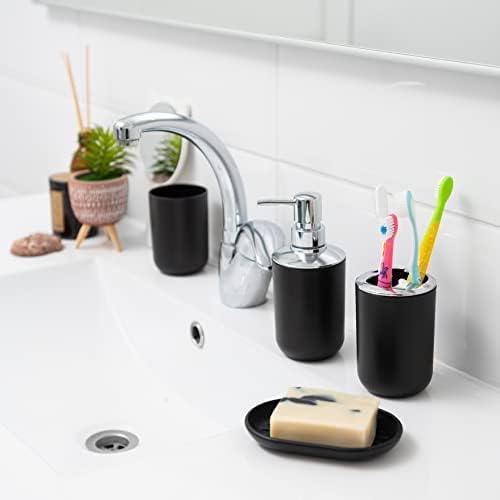 Moss & Stone 6-Piece Bathroom Accessories Set, Includes Soap Dispenser, Toothbrush Holder, Toothbrush Cup, Soap Dish, Complete Black Bathroom Decor Set - ModernBath