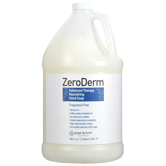 Ginger Lily Farms Botanicals ZeroDerm Advanced Therapy Nourishing Liquid Hand Soap Refill 100% Vegan Cruelty-Free Fragrance-Free, Unscented, 128 Fl Oz - ModernBath