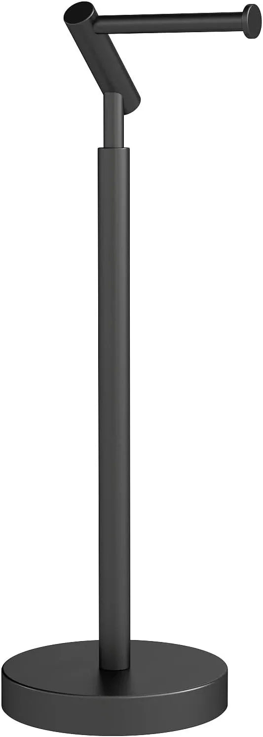 Toilet Paper Holder Free Standing, Matte Black Toilet Paper Stand 21.7" H, Stainless Steel Tissue Roll Holder for Bathroom, Heavy Weighted Base - ModernBath