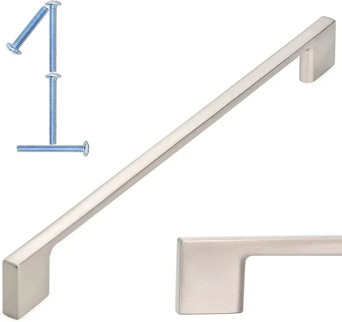 KOOFIZO 1 Pack 8-4/5 Inch Brushed Nickel Kitchen Cabinet Pulls Stain Nickel Cabinet Handles Silver Cabinet Hardware for Kitchen Cabinets Drawer P01 Dresser Cupboard Bedroom Bathroom - ModernBath