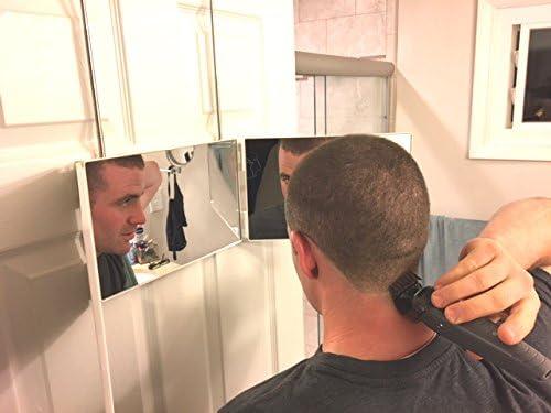 Floxsee Portable Tri-Fold Mirror Home/Travel (White) 3 Way Mirror Hair, Makeup, Back of Head, Coloring, Styling, Cutting, Gifts for Men/Women - ModernBath