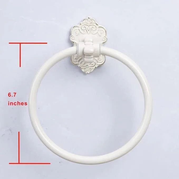 SDH Bathroom Towel Ring - Vintage Style Cream Towel Hanger - Wall Mount Kitchen & Bathroom Hand Towel Holder - Pack of 1 Heavy Duty Decorative Aluminum Hanging Ring for Bathroom - ModernBath