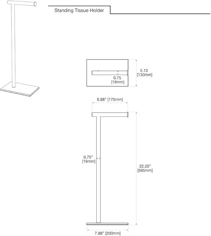 Gatco 1431PN Modern Rectangle Base Freestanding Toilet Paper Holder, 21.25", Polished Nickel with Weighted Base - ModernBath
