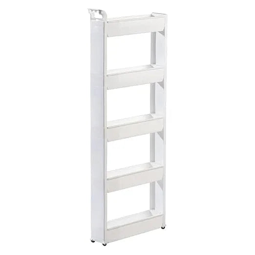 Miles Kimball 5 Tier Slim Cart, White, Durable Plastic, Easy Assembly, Holds Up to 6.5 lbs - ModernBath