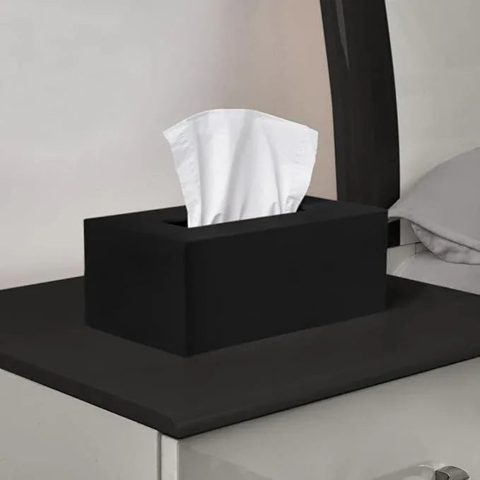 Rectangle Tissue Box Cover | Fits Standard Rectangle Tissue Boxes | Black Tissue Box Holder for Bathroom | Premium Acrylic Tissue Cover - ModernBath